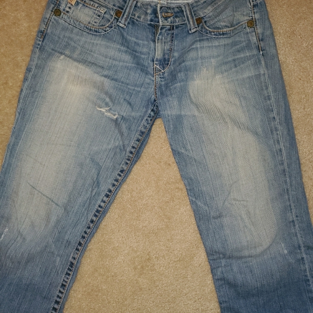 Blue boyfriend jean capris